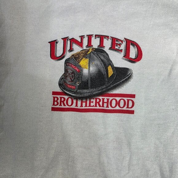 Firefighter Shirt Mens Large White Brotherhood Fireman white Vintage Y2K 2002 - Picture 12 of 14